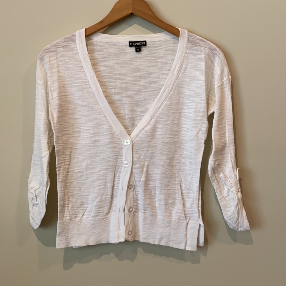 Express brand white button cardigan